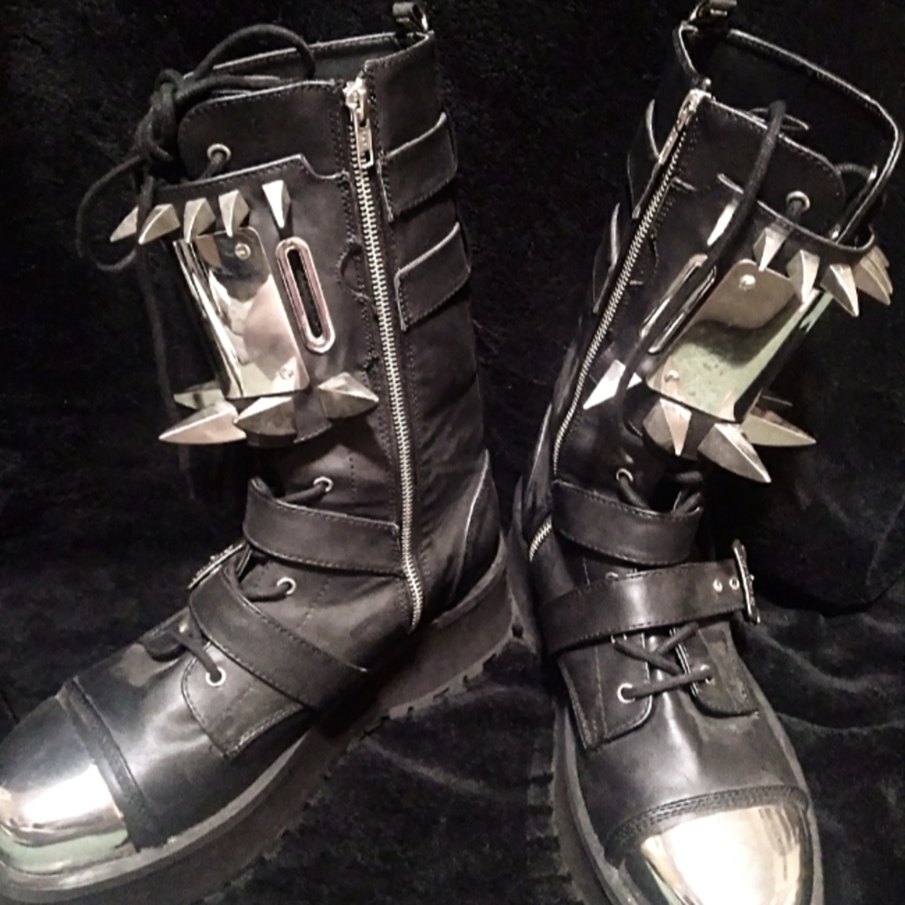 Demonia spiked black platform boots